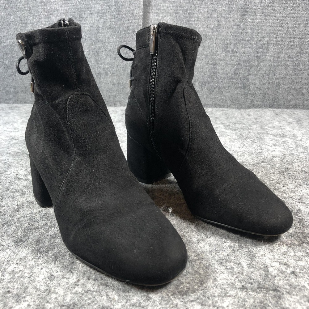 Franco Sarto Boots Womens Size‎ 7.5 Black L-Josey Ankle Booties Block Heel Zip